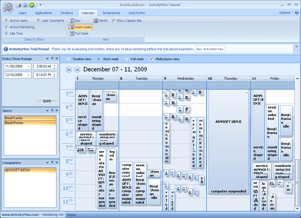 ActivityMon Corporate/Server/Auditor 1.5.0.103 screenshot